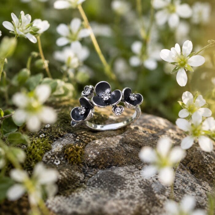 by Bonells sølv Flora Noir ring - 3147 - Billede 3