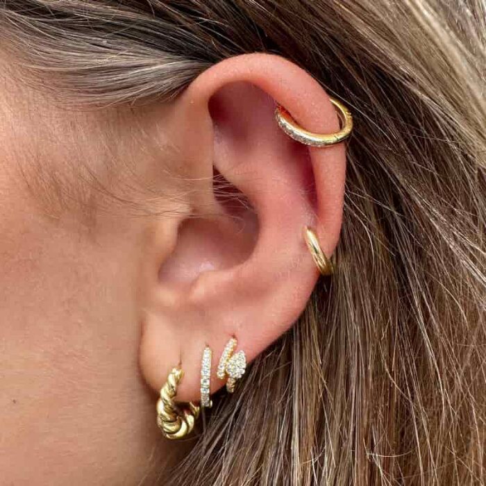 Alternative view of Merle Perle forgyldt sølv Snoet øreringe - ME-077-GP