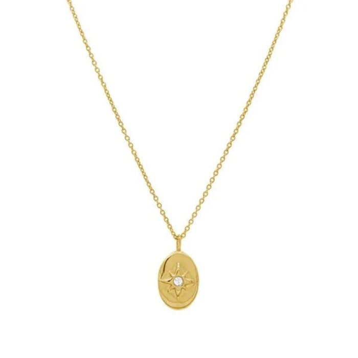 Merle Perle Forgyldt sølv Nordstjerne halskæde - MN-608-GP