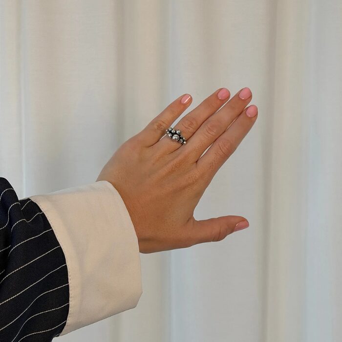 Alternative view of By Birdie Rose Buds Silver Cluster-11 ring - 50110405