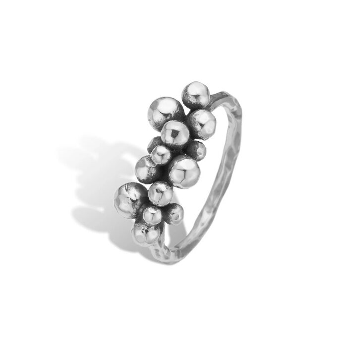 By Birdie Rose Buds Silver Cluster-13 ring - 50110406