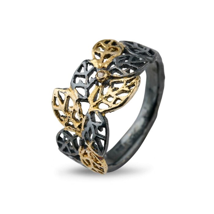 By Birdie Beech Leaves golden mix ring - 50110302
