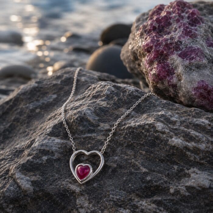 Alternative view of Greenland Rubies Hjerte halskæde - 63592