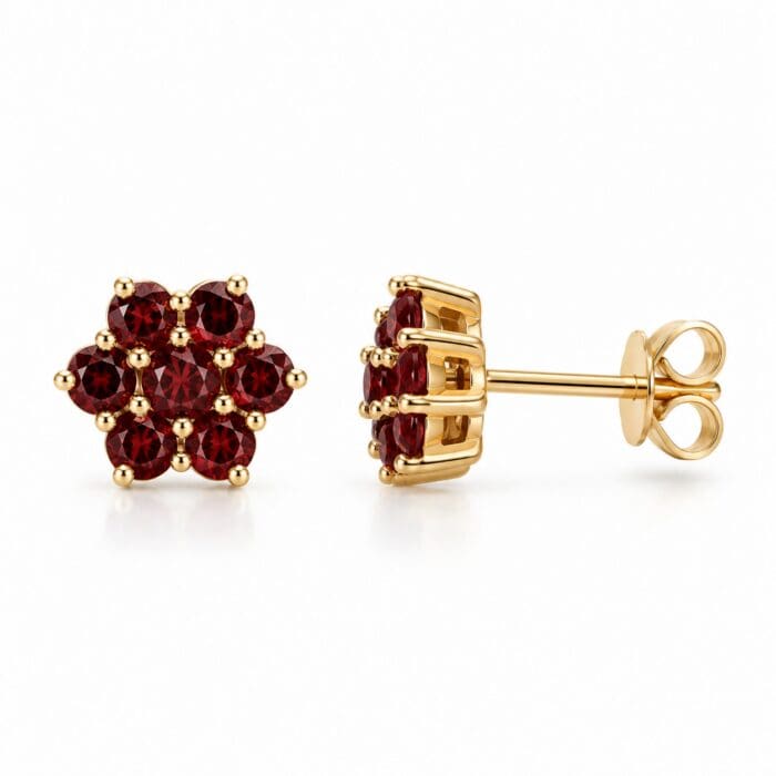 by Bonells 8kt Garnet Blossom øreringe - 79312903