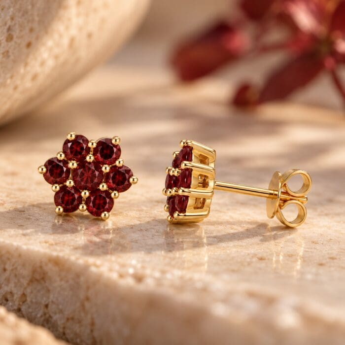 Alternative view of by Bonells 8kt Garnet Blossom øreringe - 79312903