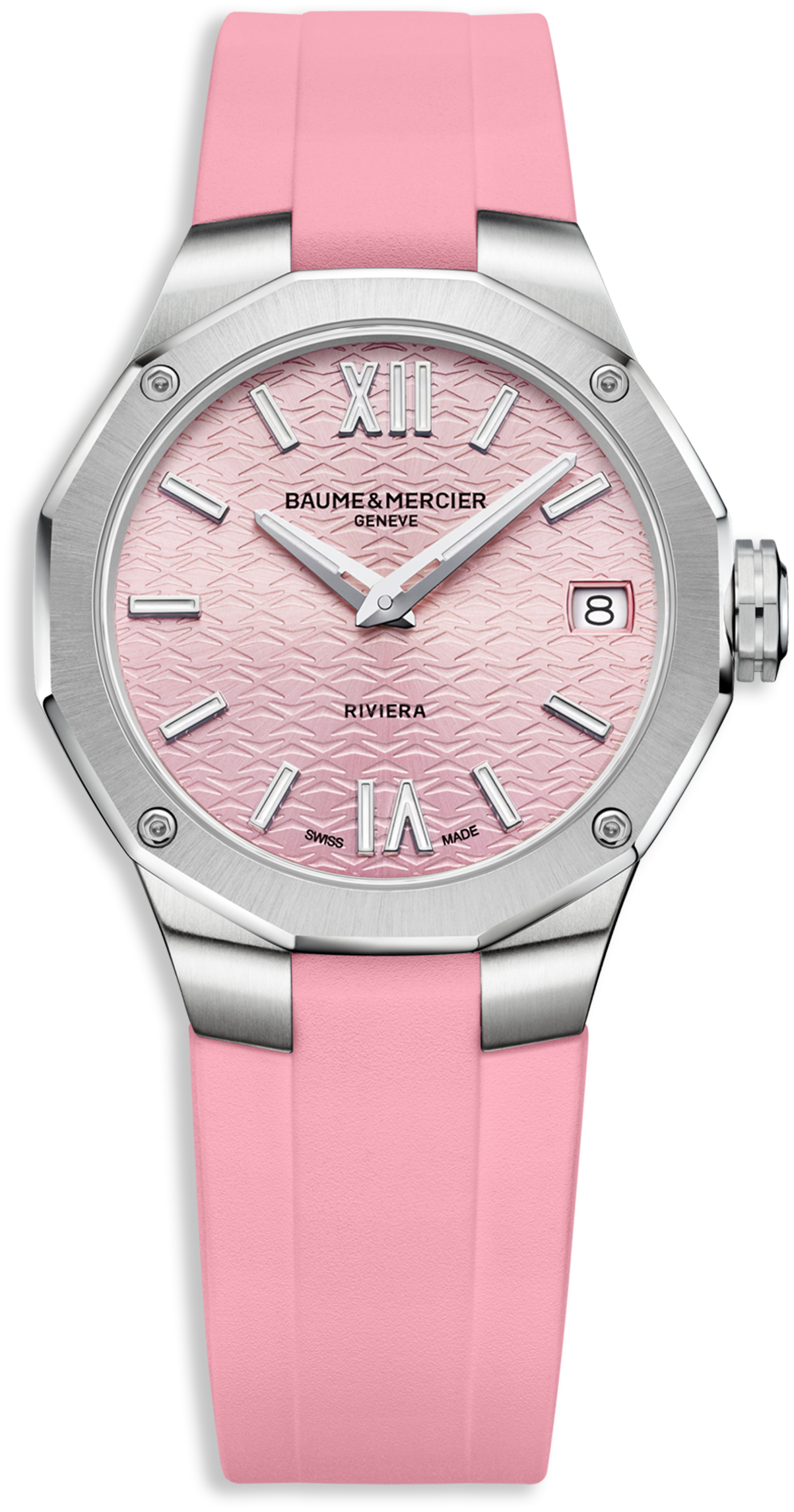 Baume & Mercier Riviera med lyserød gummirem